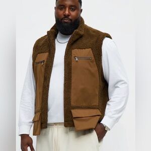Men's Brown Sherpa- Nylons Vest
